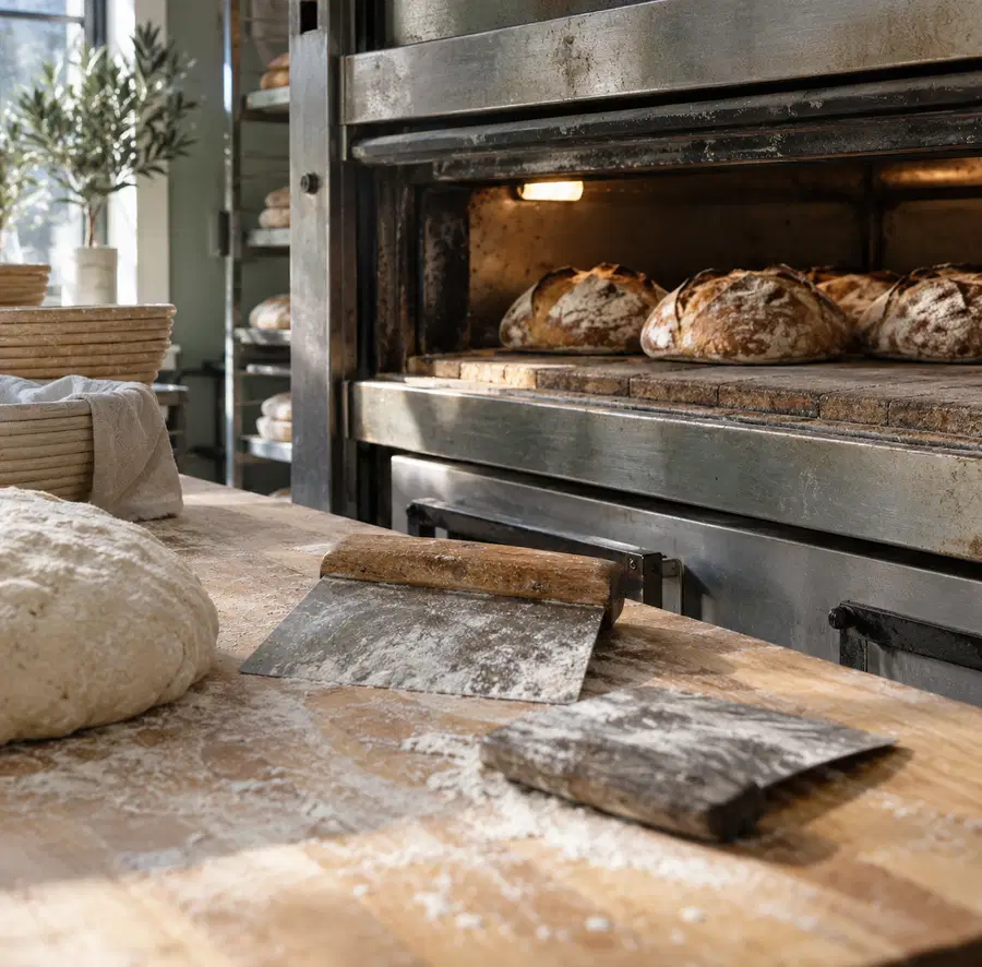Illustration of bakeries equipment and workspace